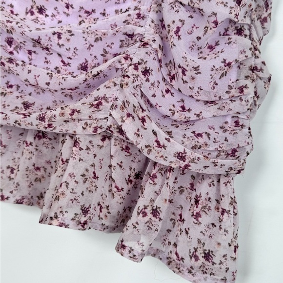 Lulu’s Sage the Label Delilah Lilac Floral Print Ruffled Mini Skirt Ruched Sz S - Picture 6 of 11